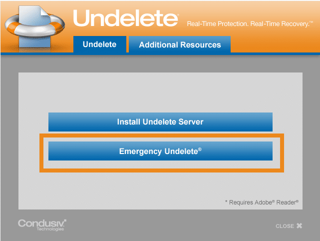 Undelete-Server-Install-emergency-selected