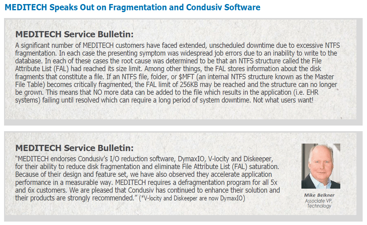 MEDITECH Speaks Out on Fragmentation, DymaxIO, and Condusiv Software 2025