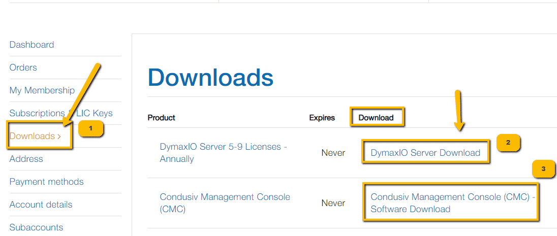 DymaxIO Account Downloads